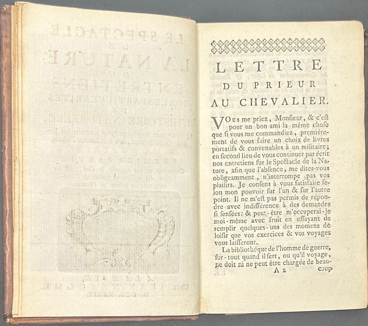 Le Spectacle de La Nature, Ou Entretiens Surlesparticularites de L’Histore Naturelle by Jean Neaulme 1739