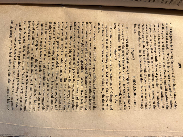 General William Hull's Memoirs or The Campaign or The North Western Army 1812, Published 1824