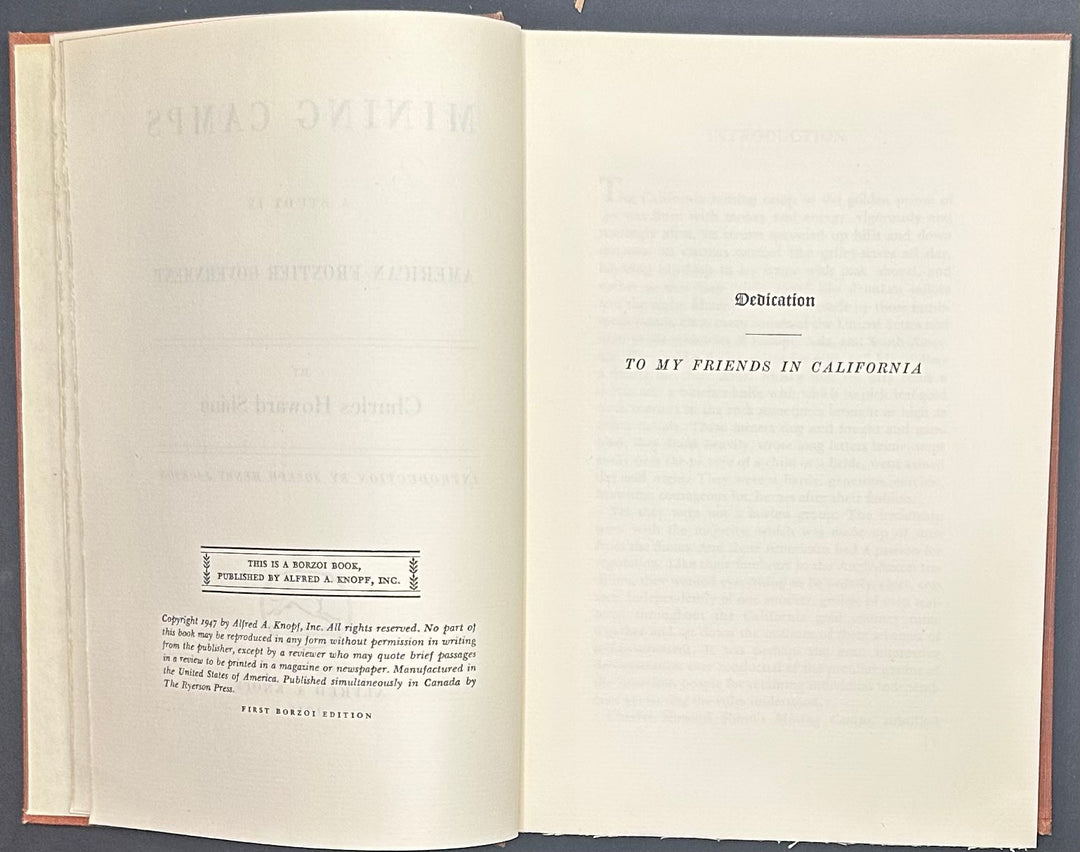 Mining Camps A Study In American Frontier Government by Charles Howard Shinn 1948