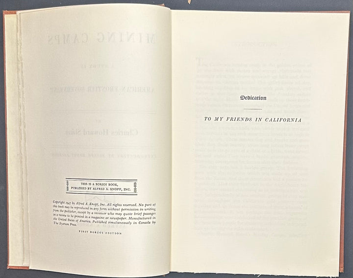 Mining Camps A Study In American Frontier Government by Charles Howard Shinn 1948