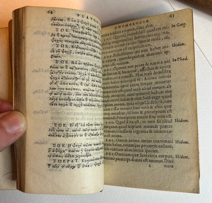 Divini Platonis Gnomologia Graecolatina "Gnomology of Divine Plato, Greek and Latin" 1582