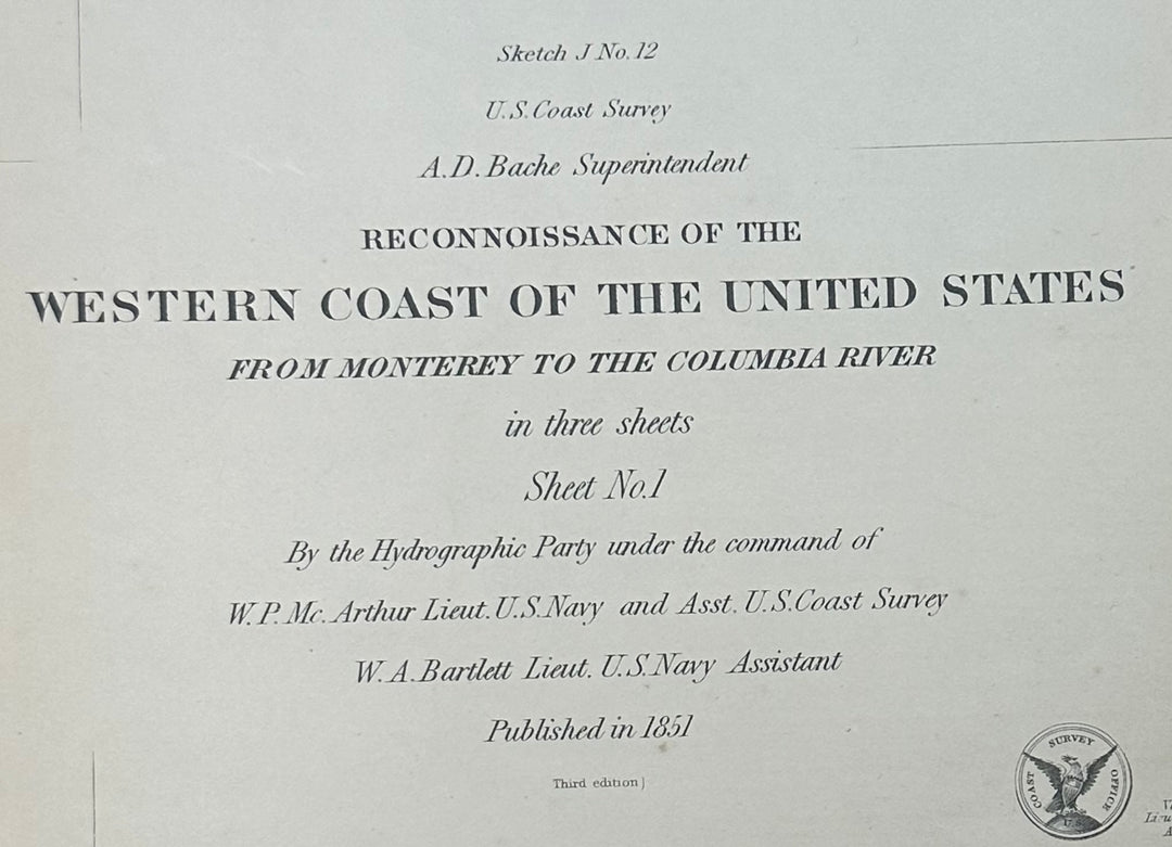 Reconnaissance of the Western Coast of the U.S. Sheet No. 1, 1851 U.S. Coast Survey