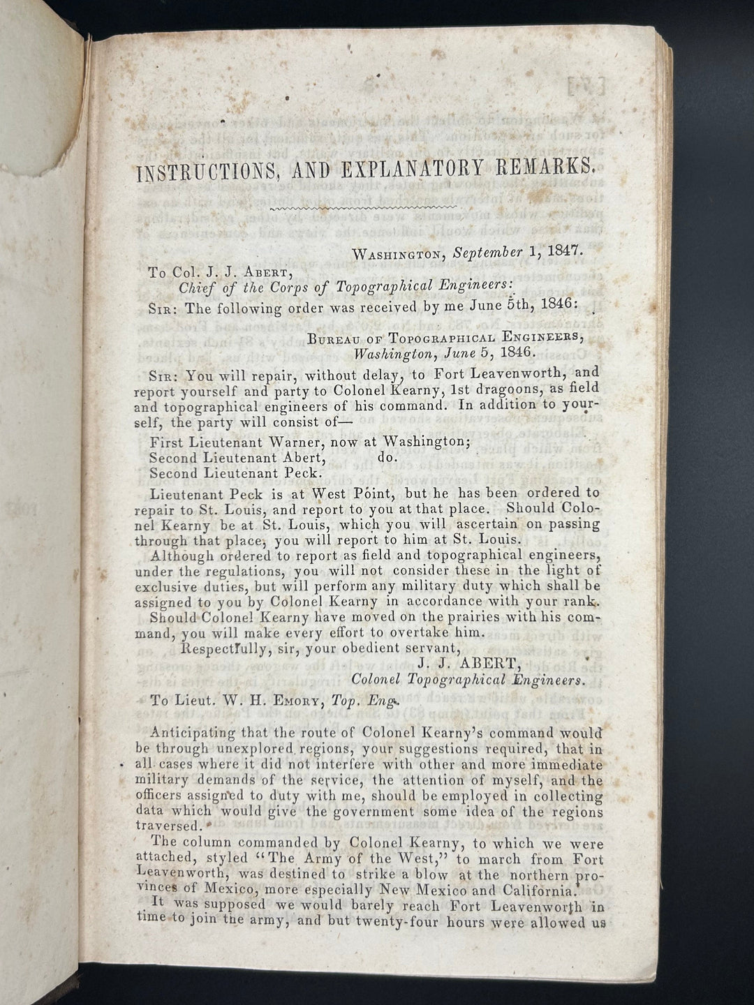 Notes of A Military Reconnoissance, from Fort Leavenworth, in Missouri, to San Diego, in California, including part of the Arkansas, Del Norte, and Gila Rivers 1848