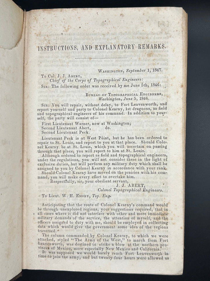 Notes of A Military Reconnoissance, from Fort Leavenworth, in Missouri, to San Diego, in California, including part of the Arkansas, Del Norte, and Gila Rivers 1848