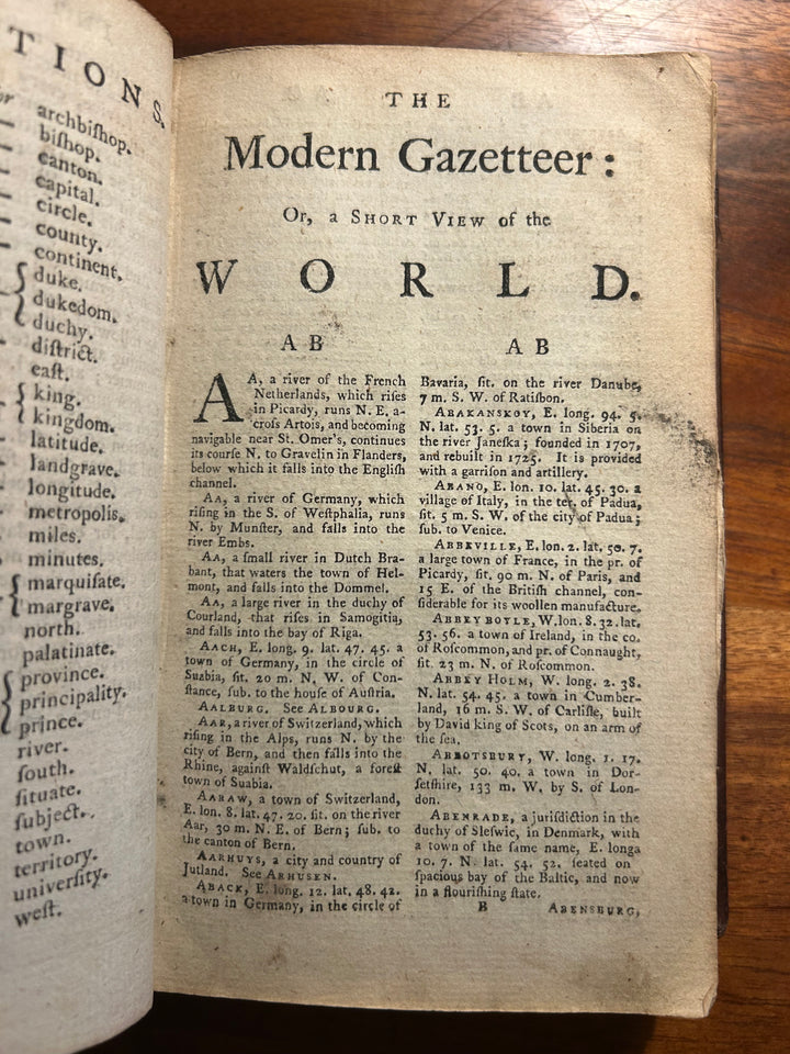 The Modern Gazetteer: Or A Short View of the Several Nations of the World. Absolutely necessary for the rendering of Public News and other Historical Occurences, intelligible and entertaining by Salmon Thomas 1782 Tenth Edition