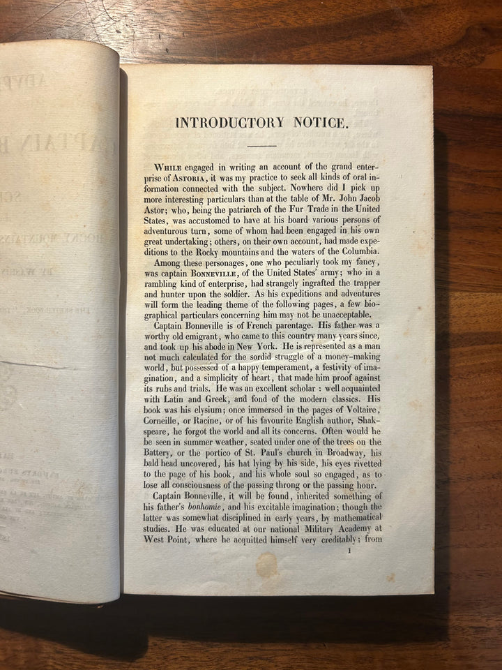 Adventures of Captain Bonneville or Scenes beyond the Mountains of the Far West by Washington Irving 1837