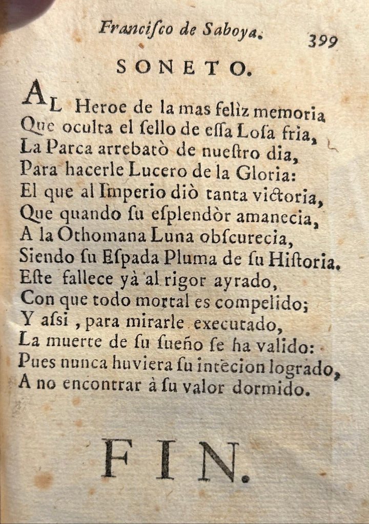 Historia del Principe Eugenio Francisco de Saboya translated from French to Spanish by Don Joseph Rodrigo de Tovar 1734