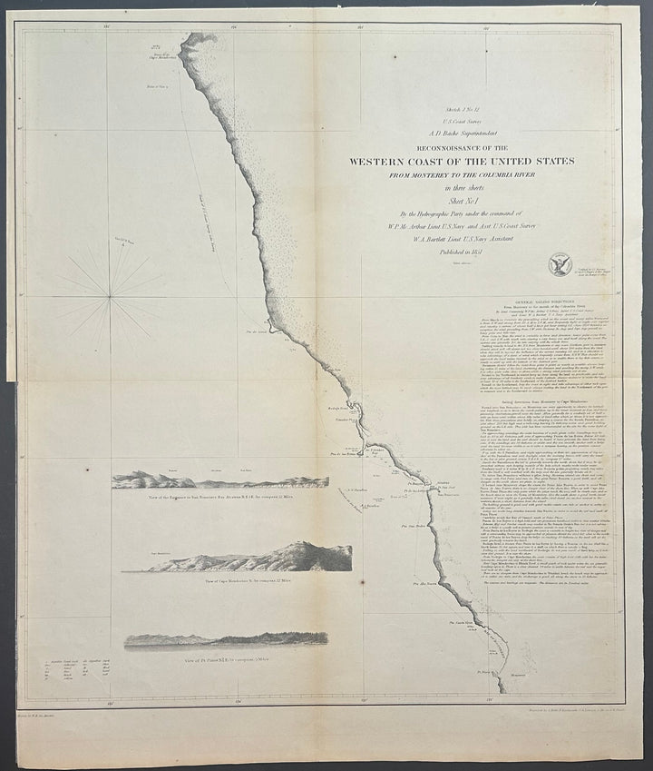 Reconnaissance of the Western Coast of the U.S. Sheet No. 1, 1851 U.S. Coast Survey