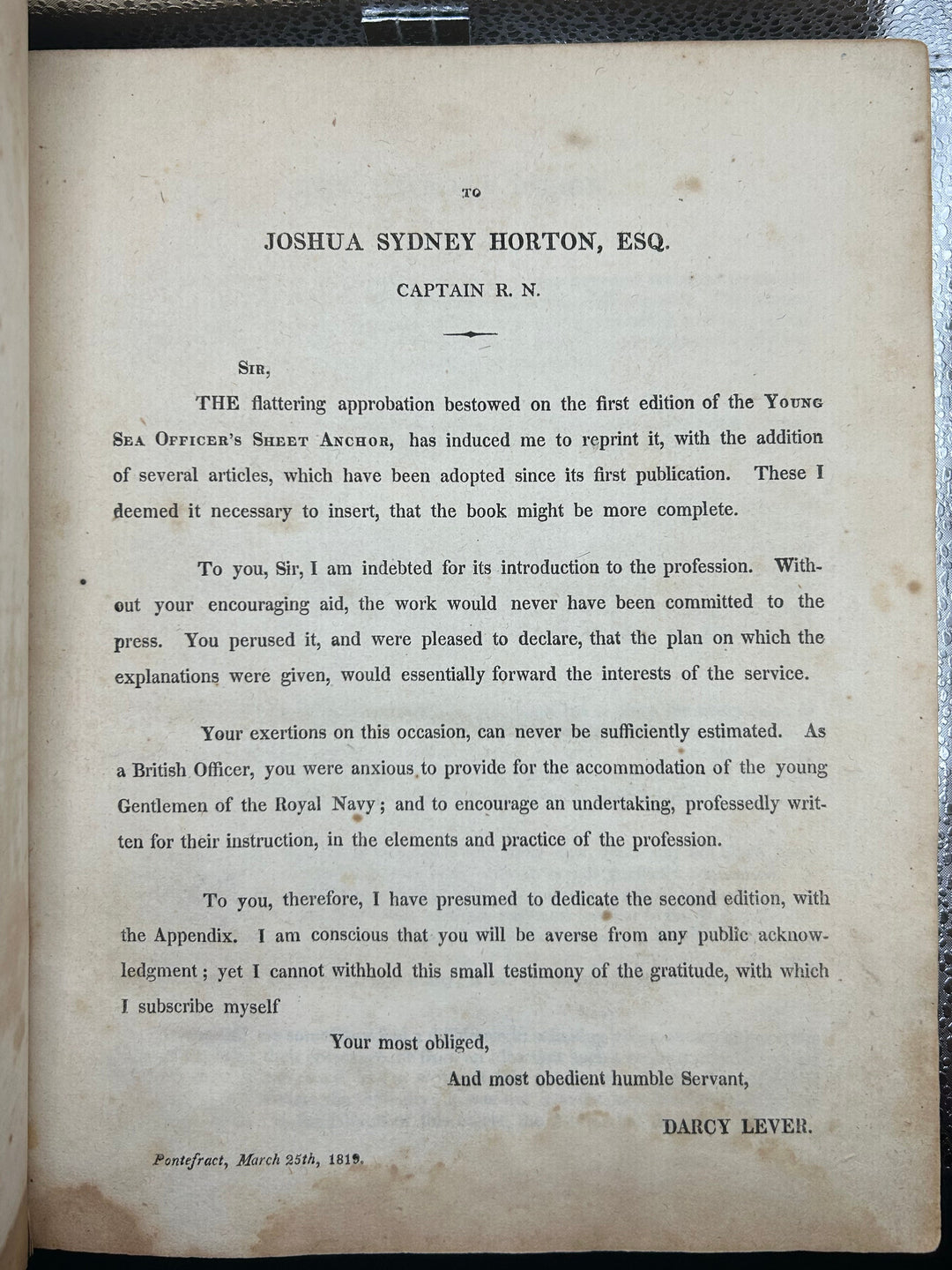 Levert's Sheet Anchor. First Philadelphia from the Second London Edition. The Young Officer's Secret Anchor; or a Key to the Leadino of Rigging and to Practical Seamanship. By Darcy Lever Esq 1819