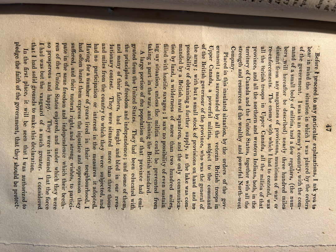 General William Hull's Memoirs or The Campaign or The North Western Army 1812, Published 1824
