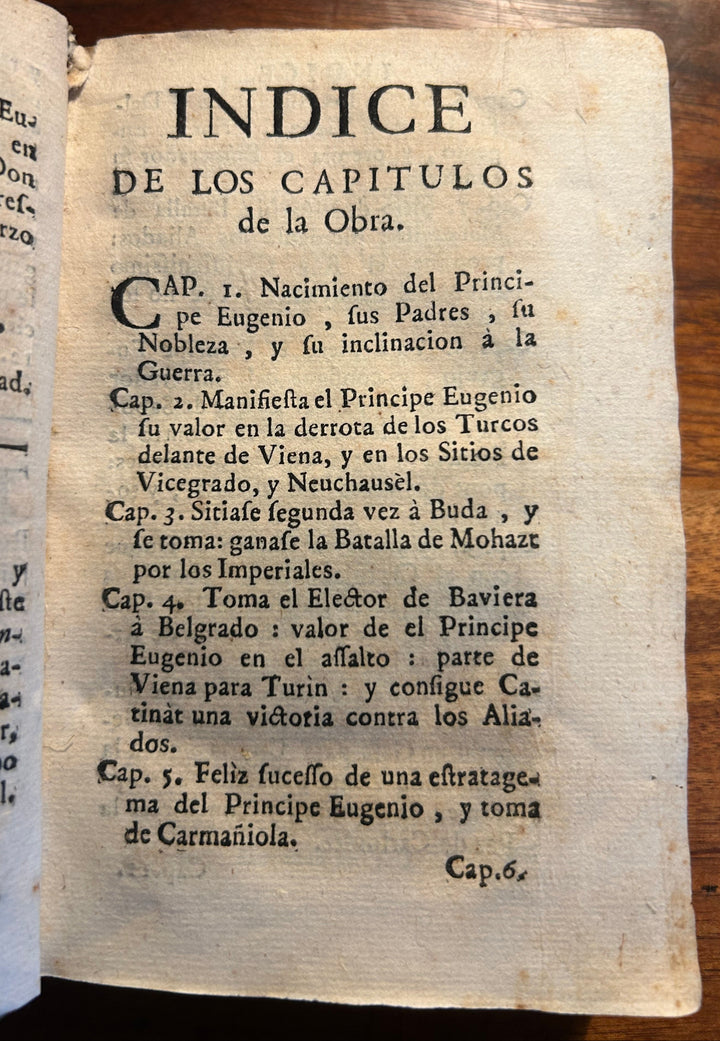 Historia del Principe Eugenio Francisco de Saboya translated from French to Spanish by Don Joseph Rodrigo de Tovar 1734