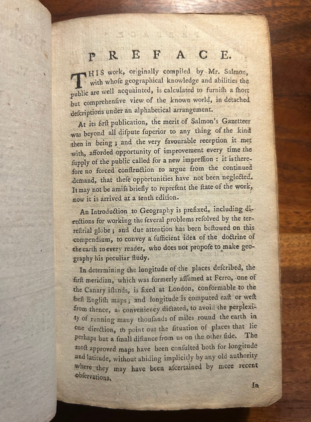 The Modern Gazetteer: Or A Short View of the Several Nations of the World. Absolutely necessary for the rendering of Public News and other Historical Occurences, intelligible and entertaining by Salmon Thomas 1782 Tenth Edition
