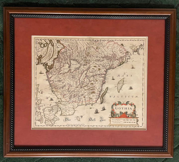 Gothia published in London circa 1640 by Mercator/Jansson- FRAMED