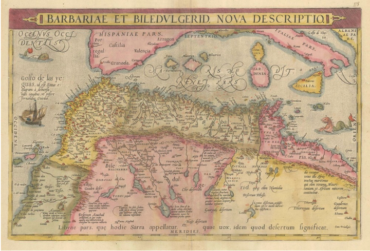 Abraham Ortelius Barbariae Et Biledulgerid Nova Descriptio Published 1570